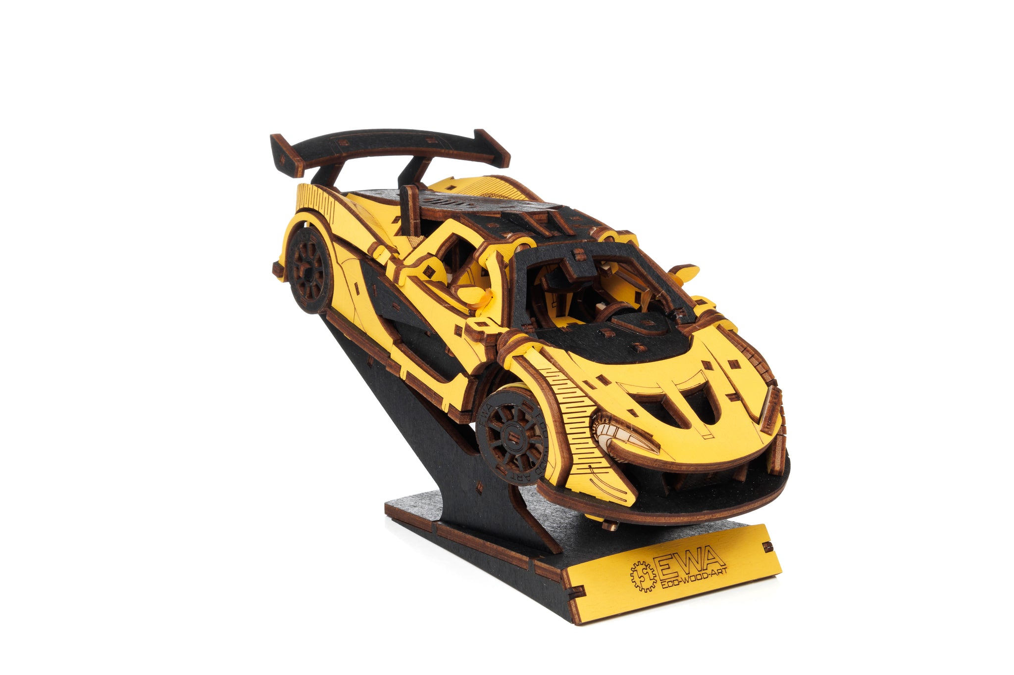 3D-Holzpuzzle, Racing Car gelb